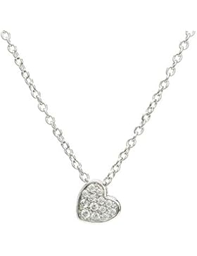 Eye Candy Damen-Halskette Collier 925 Sterling Silber rhodiniert Anhänger Herz mit 13 weißen Zirkonia Steinen...