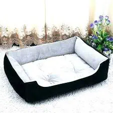 slatters be royal store Rectangular Shape Reversable Dual Cream - Black Color Ultra Soft Ethnic Designer Velvet Bed for Dog/Cat (Export Quality) Size : Medium