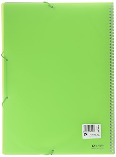 Grafoplas 39835821 - Carpeta de 50 fundas  tama  o folio  bolsa canguro  color verde claro