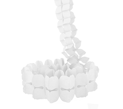 SUNBEAUTY 3er Set 3 Meter Viele Farben Papier Blumen Girlande Deko für Party Hochzeit Geburtstag Feier (Weiß)