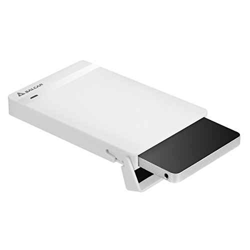 Salcar 2,5 Zoll USB 3.0 HDD SDD Festplattengehäuse, Case, Adapter, Tasche für 9,5 mm 7 mm 2,5" SATA HDD und SSD mit USB 3.0 Kabel werkzeuglos Unterstützung UASP (Weiß)