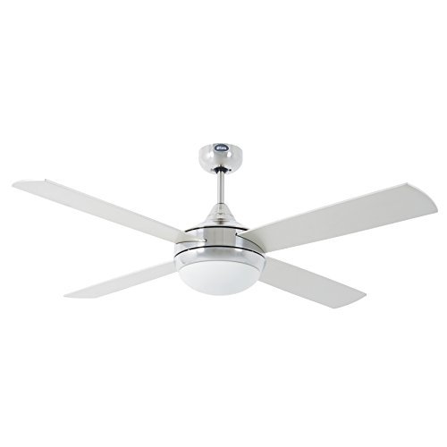 Faro Barcelona Ikaria 33701-Ventilatore con luce, 20W, metal, cristal opal e pale plywood