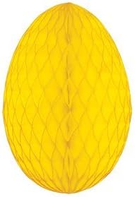 Paper Fantasies - Tissue Paper Honeycomb Egg Shaped Decoration 28cm - Yellow #5625-084
