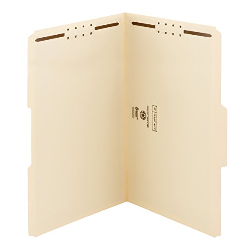 Smead Heavy-Duty Fastener File Folder, 2 Fasteners, 1/3-Cut Tab, Legal Size, Manila, 50 per Box (19600)