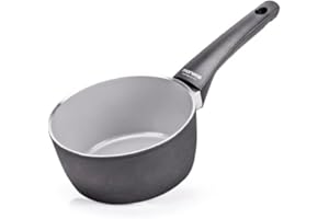 Moneta Futura casseruola 1manico, 16cm, rivestimento naturale FineGres (NO PFAS), anche per induzione. 100% Made in Italy