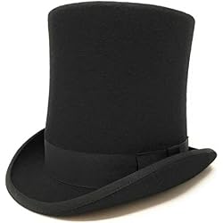 Cotswold Country Hats 8"Haut Chapeau Haut de Laine de Style Victorien Noir - Chapeau de Tuyau de poêle S/M/L/XL/XXL 57,59,61,63 (57cm - M)