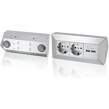 DesignLight CORNERBOX Aluminium SchuKo 2-fach mit USB Steckdose 2-fach ...