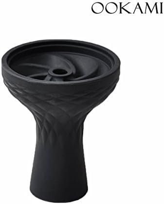 Ookami Silicone Shisha Bowl Head for Shisha Pipe with Clip-On Spiral Coal For Shisha Hookah black