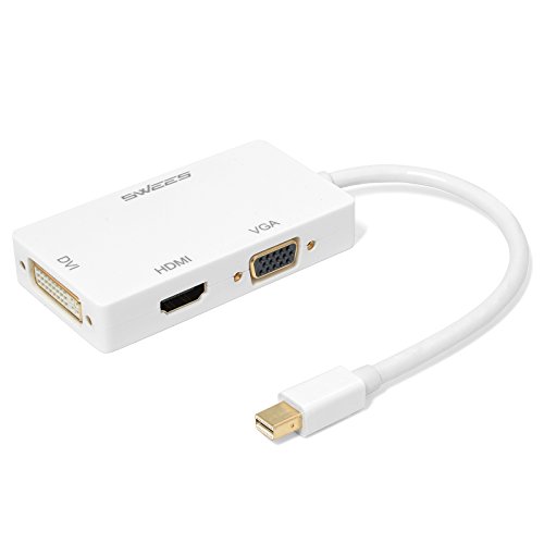 Swees® 3in1 Mini Display Port zu VGA + HDMI + DVI Adapter Konverter Kabel für Apple MacBook, MacBook Air, MacBook Pro, iMac, Mac mini, Microsoft Surface Pro 1 2 3, Lenovo Thinkpad X1/ Carbon/ Touch/ Helix usw – Weiß - 4