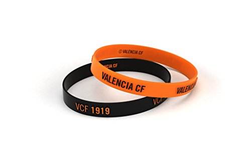 Valencia Club de Fútbol Pulsera Relieve Naranja y Negra Junior para Mujer y Niño | Pulsera Valencia de Silicona | Apoya al Valencia CF con un Producto Oficial | VCF