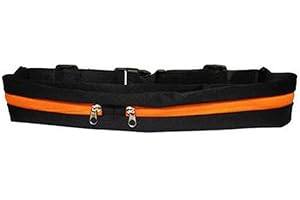 GUTEINTE Marsupio Running, Marsupio Sportivo con 2 Tasche, Porta Cellulare, iPhone, Cuffie, Chiavi, Soldi, Cintura Regolabile per Fitness, Campeggio, Ciclismo, Jogging, Viaggi (Arancione)