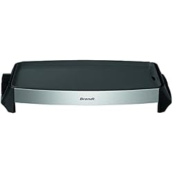BRANDT - Plancha Electrique PLA1322S - 2200 W - Thermostat 5 Niveaux - 80 °C à 200 °C - Fonte d'Aluminium Antiadhésive - Cuisson Saine et Savoureuse des Viandes, Poissons, Crustacés, Légumes