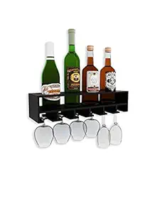 Home Sparkle 4 Bottle Wine Rack Engineered Wood (Black)
