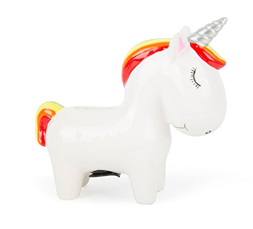 Michel-Toys 10752 Tirelire Licorne, Céramique, Multicolore, 12 x 4,5 x 11 cm