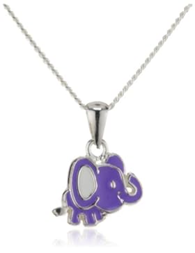 ZEEme Kinder-Anhänger mit Kette 925 Sterling Silber 38/36cm Elefant Lack lila 500244372