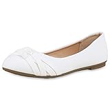  SCARPE VITA Damen Klassische Ballerinas Stoff Schuhe Flats Basic Slipper Slip Ons 181410 Weiss Weiss 38