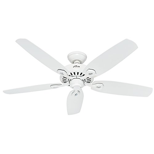 Hunter Fan Builder Elite Ventilador de techo, 66 W, Acero Inoxidable, 3 Velocidades, Blanco
