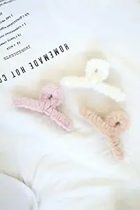 Generic Soft Faux Fleece Fur S Curve Large Hair Clutcher /Hair Barrette Hair Clip /Hair Clips Claw/Clamp /Hair Pin/Fluffy /Hair Accessories, Color (WHITE)) Pack of 1 For Women & Girls