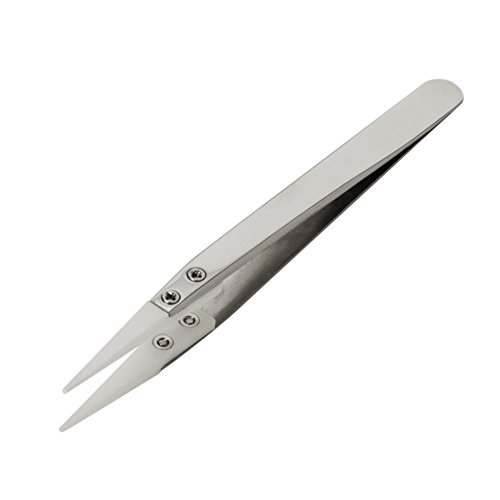 Tenn Well Keramik-Pinzette, Pinzette mit Keramik-Spitze, Nicht-Leitend und Hitze-Resistent bis zu 1500℃ für Elektronik, E-Zigaretten, Schmuckverarbeitung und Laborarbeit