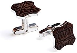 Wooden cufflinks for men Flovea โ cufflinks made of wood and silver โ accessory cufflinks for wedding โ brown - vintage - handmade and unique