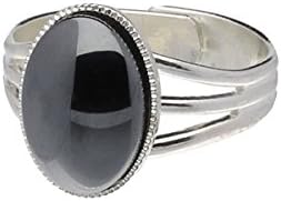 Handmade Celtic Tri Band Large Hematite Moonstone Pewter Ring (Adjustable)