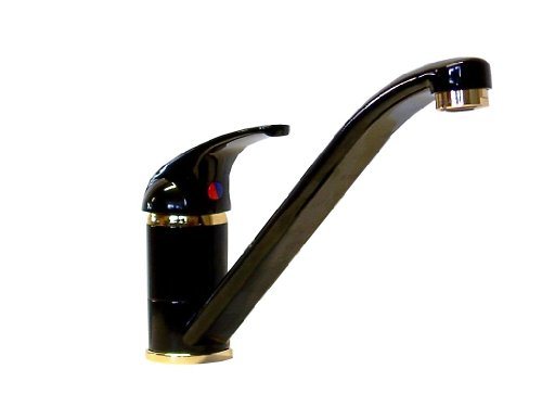 Preisvergleich Produktbild Einhebel Küchenarmatur in Schwarz - Gold. Hochdruck.