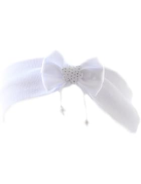 Baby Kinder Haarband Stirnband Hairband Weiß mit Schleife festlich Taufe La Bortini