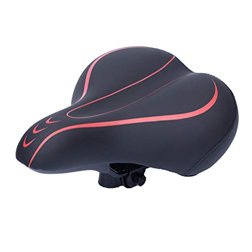 LIOOBO simple bicycle saddle shock absorption comfortable bicycle seat for man woman male (black red)