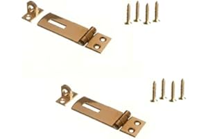 TERF® Solid Brass Hasp and Staple Set 38mm [ 1.5 inch ] including Fixing Screw For Use with Outdoor House Cabinet Cupboard Cage Door and Multi Purpose Use - Pack of 2