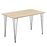 Tischplatte in Eichen-Optik - MDF-Furniert, Tischbeine: schwarz lackiert aus Stahl, pulverbeschichtet