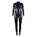 Produktbild SHANGLYJ Damen Latex Catsuit Glänzende Schlangenhaut Kunstleder Öffnen Schrittgurt Jumpsuit,Black,XL