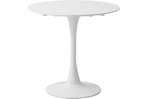 JZGORC Tavolo da Pranzo Rotondo Moderno, Tavolo da Pranzo Casual, Tavolo da Pranzo Rotondo da 80 cm, Adatto per 2-4 Persone, Perfetto per Soggiorno, Sala da Pranzo, Cucina, Caffè - Bianco