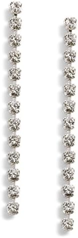 Clip On Earrings Made With Swarovski Crystals - Simple Long Diamante Earrings - Long Made With Swarovski Crystals - Silver Plated