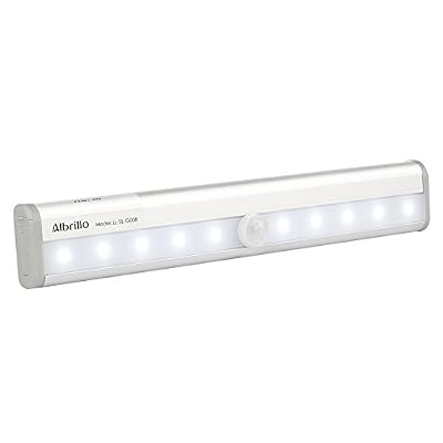 Albrillo Lampe LED avec PIR Capteur de Movement 10 LEDs à pile Sans Fil Portable ou Stick-on pour l’Utilisation d’Armoire/Placard/Escalier/Carage/Couloir...
