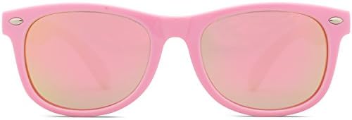SojoS Classic Wayfarer Flexible Square UV400 with Polarised Lens for Both Girl and Boy Sunglasses SK205 with Pink Frame/Pink Lens
