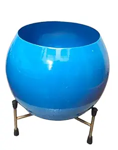 Plant World Decor Metal Plant Pot with Stand, Blue, 1 Piece