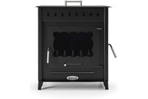 MAESTRO FERRETERO PRENSA Stove - Poêle à Bois Grand Modèle VESUBIO 2 avec Four et Porte Latérale – 14,3 KW – Acier 4 mm – Sortie Arrière – ECODESIGN 2022