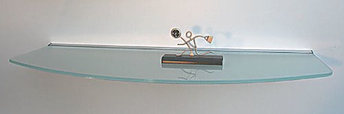 Glasregal 50 cm oval gerundet /8mm satiniertes Glas Wandprofil LINO8 Alu silber / Glasablage