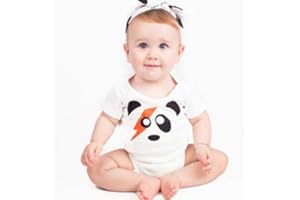 Baby Moo's Ziggy Stardust Panda Baby Grow | Rock n Roll Music David Bowie Baby Vest Unisex Infant Bodysuit - Unique New Baby Gift UK