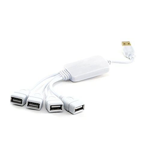 Flexible USB 2.0 Hub 4 Port | Neues Modell | Verteiler Kabel USB 4 fach | Plug & Play | Notebook-Laptop / PC-Mac | weiß - 2