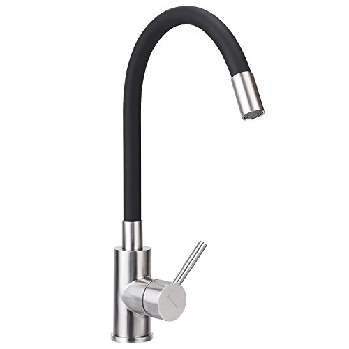 [Verbesserte Version] homeideas Zeitgenössische Küche Spüle Wasser Wasserhahn Trinkwasser Filter Wasserhahn, Dual Hebel Schwenkauslauf mit Erzeugung zu verhindern Spritzwasser, 304 Edelstahl-Finish