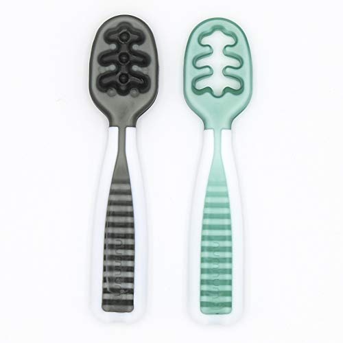 NumNum NUM200, Pre Cucharas de Aprendizaje para Bebés, Gris/Verde, 2
