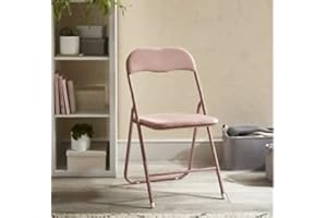 Bloomingtons Direct Luxe Velvet Padded Folding Chair, Blush, Traditional Style, Office, Home, Foldable, Metal, Blush