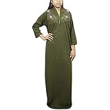 Indiatrendzs Women Winter Nighty Solid Green Woolen Sleepwear Nightdress XXL
