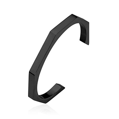 LUXUSTEEL Bracciale Rigido in Acciaio Inossidabile Moda Personalizzato 316L Nero per Uomo/Donna