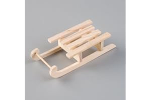 GUOML Efco Luge Traditionnelle en Bois, 14 x 6 cm, Miniature d'hiver en Bois Brut