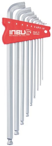 INBUS® 70211 Inbusschlüssel 100° Set / Satz Metrisch mit Kugelkopf 9tlg. 1,5-10mm | Made in Germany | Innensechskantschlüssel | Winkelschlüssel | 1,5mm | 2mm | 2,5mm | 3mm | 4mm | 5mm | 6mm | 8mm | 10mm | Verchromt