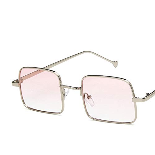 Preisvergleich Produktbild MJDABAOFA Sonnenbrillen,Classic Metal Frauen Sonnenbrille Silver Frame Pink Linse Einkaufsstraße Square Brillen Für Männer Im Freien Uv400