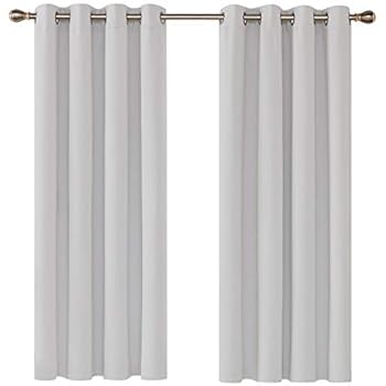 Deconovo Blickdichter Vorhang Mit Osen Gardinen Schlafzimmer Verdunkelungsgardinen 138x132 Cm Grau Weiss Er Set Amazon De Kuche Haushalt