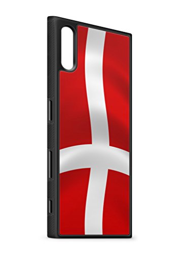 aina iPhone XS MAX Silikon Schutzhülle Flexibles Slim Case Kratz und Rutschfest Schwarz Dänemark Fahne Flagge